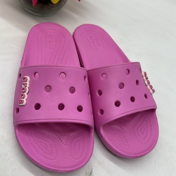 Crocs Purply Pink Slide Sandals Women's Size 11 CR4992 - Picture 2 of 8
